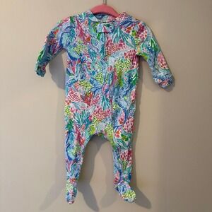 Lilly Pulitzer for Pottery Barn Baby Footed Pajamas Coral Reef Print Size 3-6M
